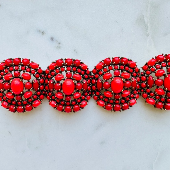 Stella & Dot  |  Statement Bracelet Cabochon Orange & Red - Picture 5 of 7